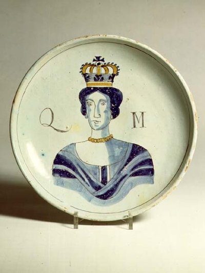 Lambeth Delftware portret van koningin Mary door English School